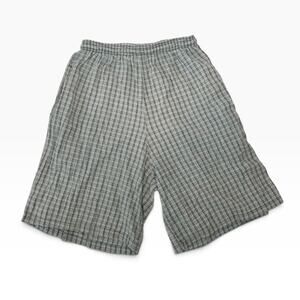 Vintage 80s Light Green Plaid Mid Length Pull-On Shorts XL